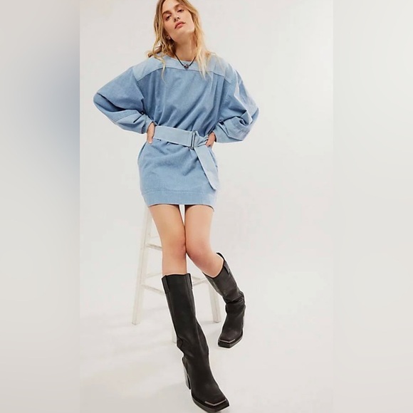 NWOT Free People Ora Denim Mini Dress - Picture 4 of 7